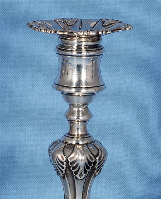 A set of four early Victorian silver candlesticks, by T.J. & N. Creswick, Height 277mm.